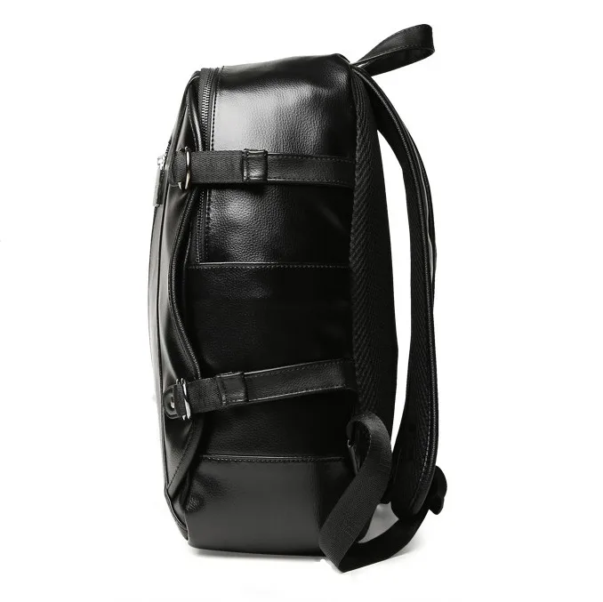 Fashion Travel Big Capacity Popular PU Men Women Leather Backpack with Earphone Hole