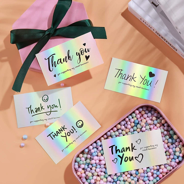 Free Design Support Wedding Invitation Glossy Holographic Greeting Card, Custom Logo Goods Gifts Hologram Thank You Cards-