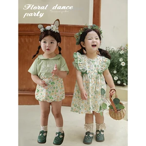 Wholesale Digital Print Summer Kid Girls Clothing Sets for Children Girl Kids T-shirt Shorts Dress Toddler Girls 2 Piece Sets
