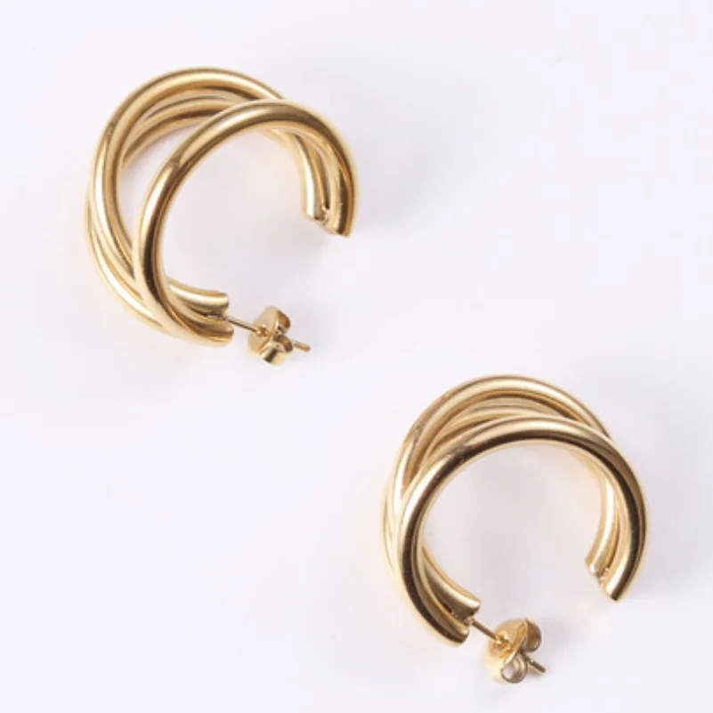 Lot De 5 Paires De Boucles D'oreilles Créoles Rondes - Acier Inoxydable - Mode - Neuf Avec étiquettes