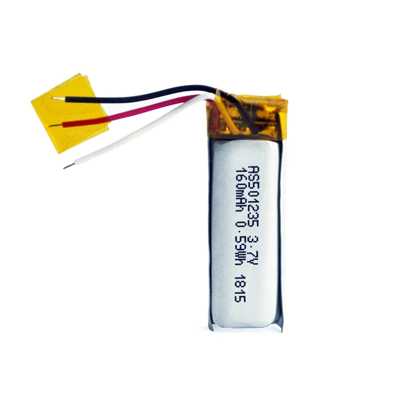 Rechargeable Lipo battery 3.7v 150mAh with UL/CB/KC/BIS certificate 501235 3.7v 160mAh lithium polymer battery