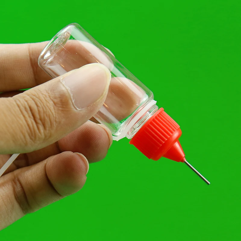 10ml Transparent PET Plastic Bottle with Mini Needle Tip Painting Glue Dropper with Pump and Cap Sealing Types Free Samples