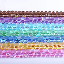 Wholesale Colorful Aura Crystal Shiny Glass Beads Moon Stone  Matte Crystal Round Loose Glass Beads for Jewelry Making