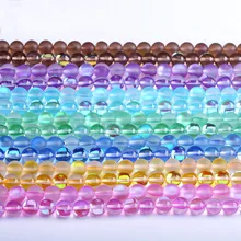 wholesale colorful Aura Crystal Shiny glass beads moon stone  Matte Crystal Round Loose Glass Beads For Jewelry Making