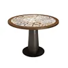 Solid wood round table with ceramic tile top-120120 cm