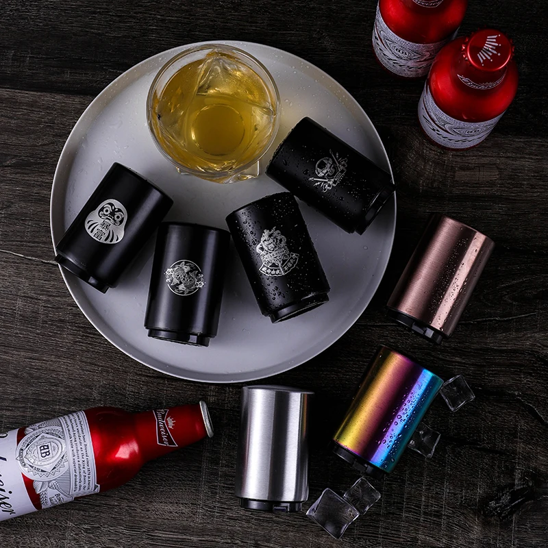 New Version Beer Opener With Magnetic Cap Catcher Abridor De Tapas Push Down Bottle Cap Opener Ouvre-Capsule Dopopener