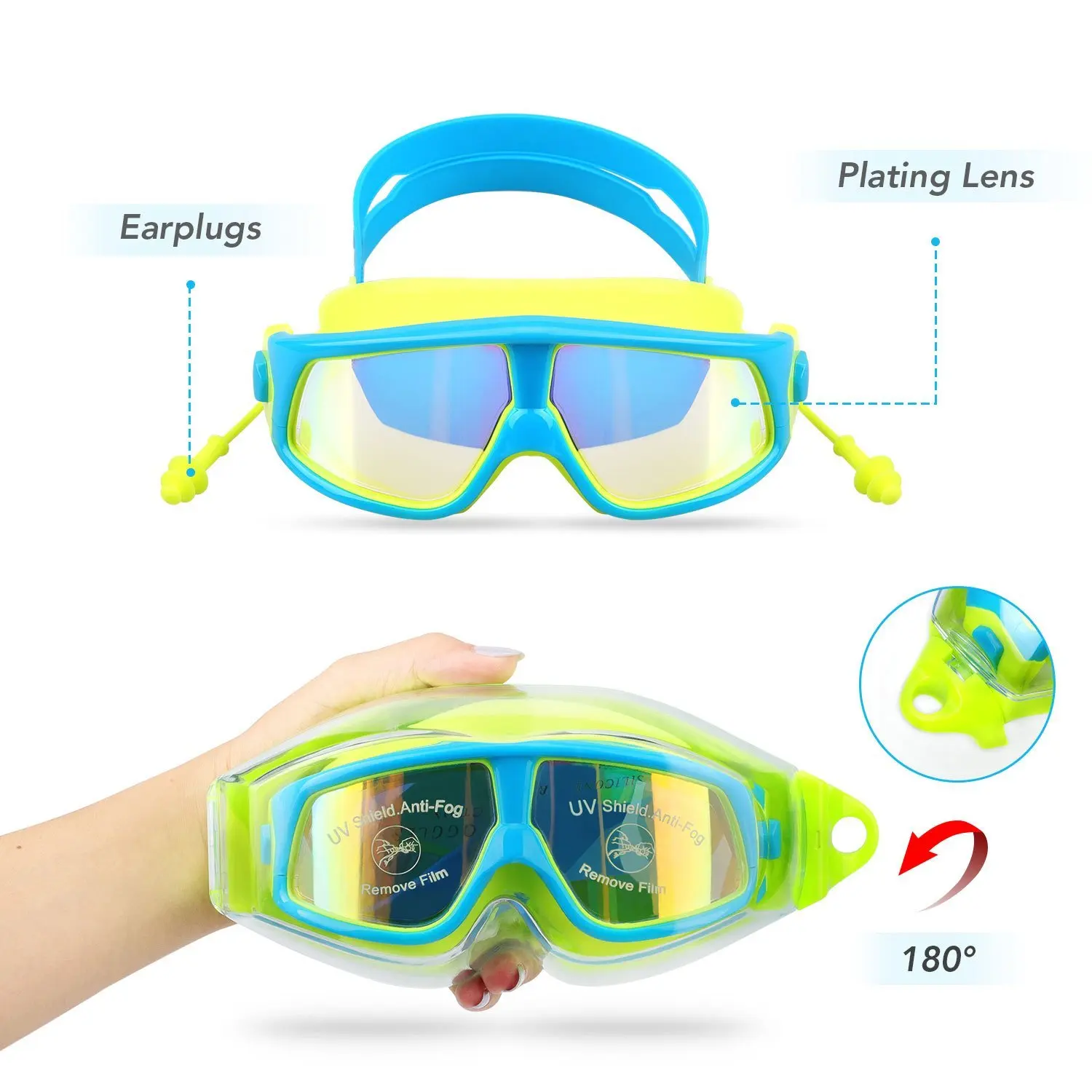 Manufacturer Sell Plating Swimming Goggles Kids Anti Fog Waterproof Big Fram Swimming Glasses