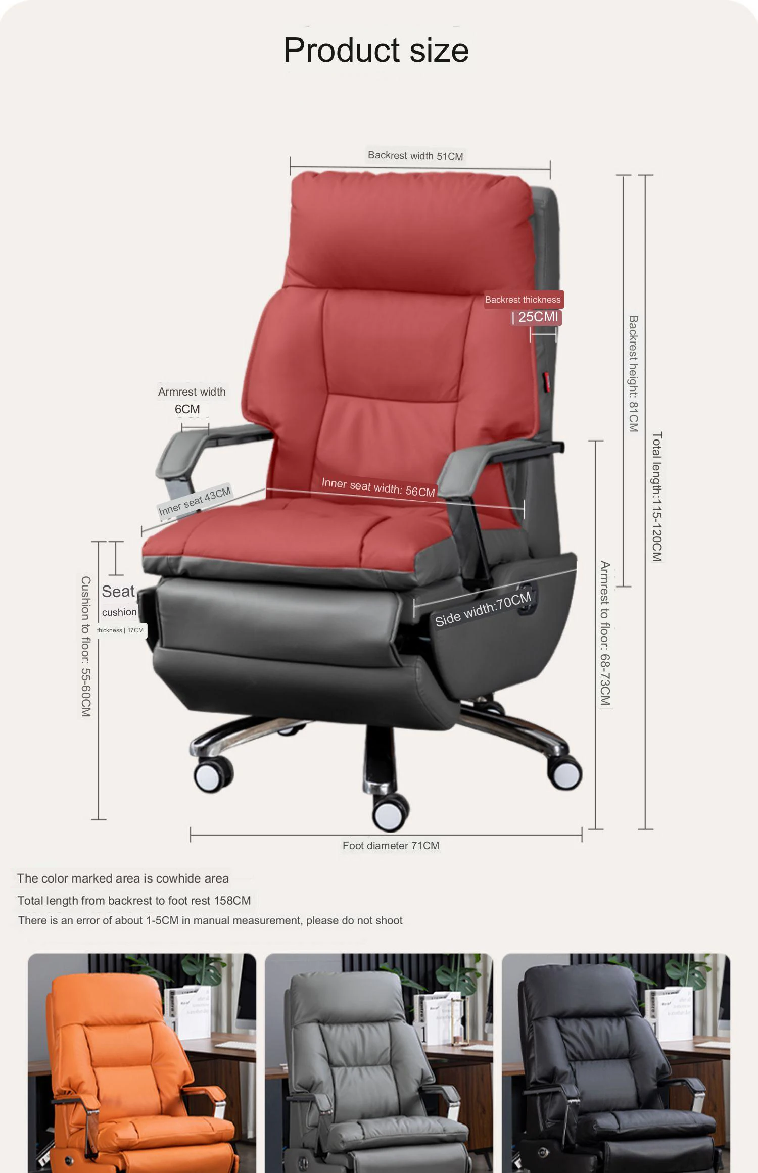 Genuine Leather Executive Leather Office Electric Adjustable Office