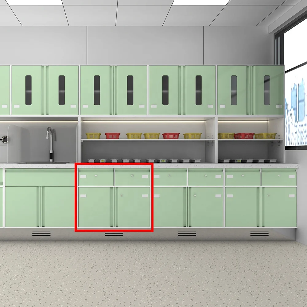 High Quality Modern Design Hospital Cabinet with 304 Stainless Steel Double Access Drawers and Baseboard Double Doors 4