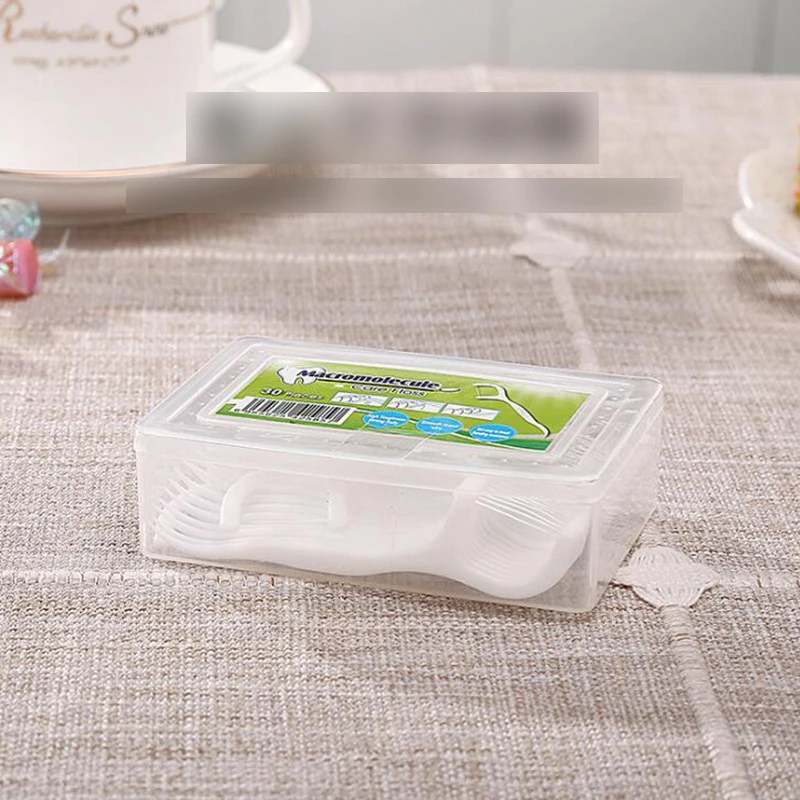 Big c Angled sharp Tip White Hollow Dental Plastic Handle Tooth Pick Toothpicks and Floss Wiht pp Storage case Box