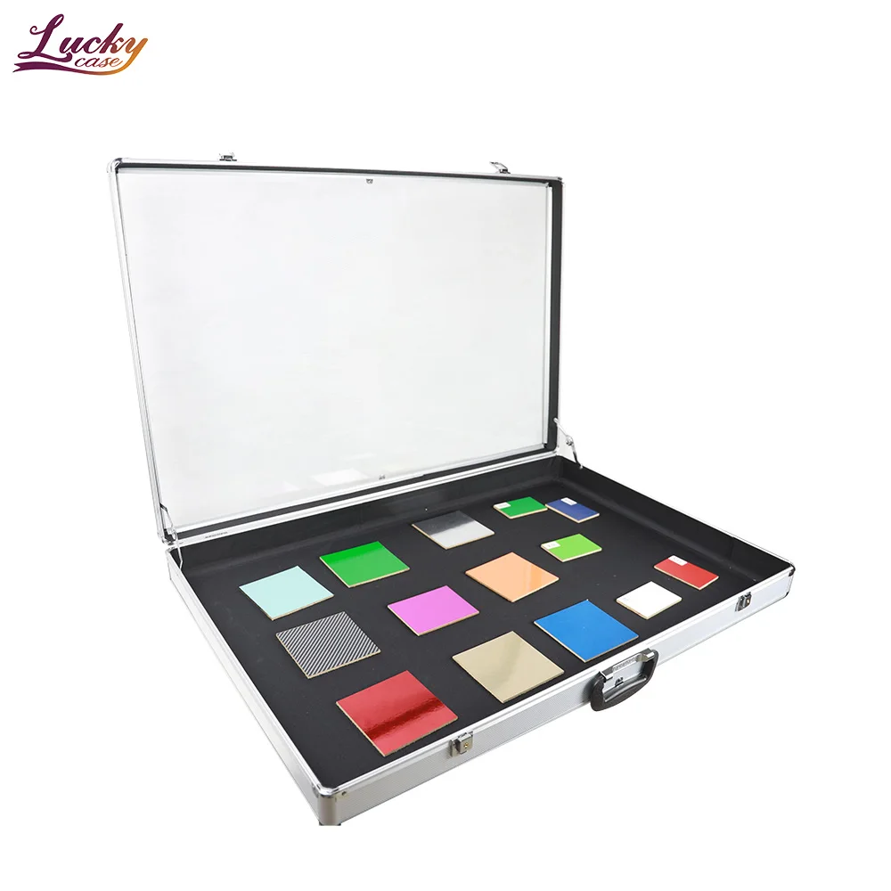 Aluminum Glass Top Display Locking Travel Table Counter Top Case W/side