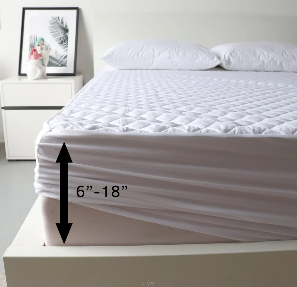 Polyester Mattress Cover Quilted Waterproof Mattress Protector Hypoallergenic Twin King Size Quality White Woven 100% Polyester manufacture