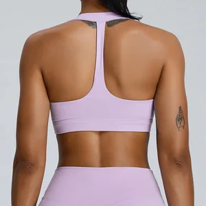 High Strength Sports Bra with Removable Chest Pad Sexy Backless Fitness Strappy Design Quick Dry & Shockproof Push