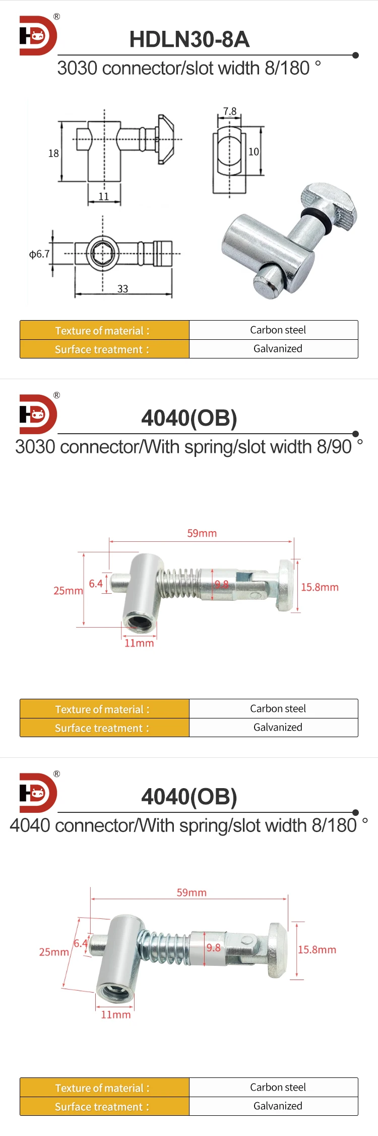 3040 Industrial Aluminum Profile Anchor Connectors with Built-in Right Angle Fasteners and 90/180 Degree Locking Components manufacture