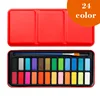[Scatola rossa in ferro] 24 colori con pennello