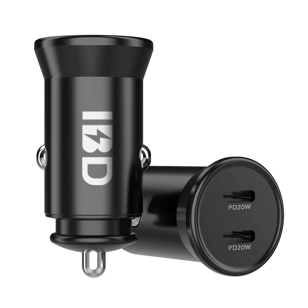
 High Quality IBD Mini Dual USB Car Charger PD20 Watt Type C Car Charger With Fast Charging  