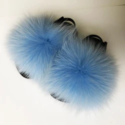 Детские меховые сандалии на заказ, детские пушистые сандалии из натурального Лисьего меха на плоской подошве, милые меховые сандалии для малышей