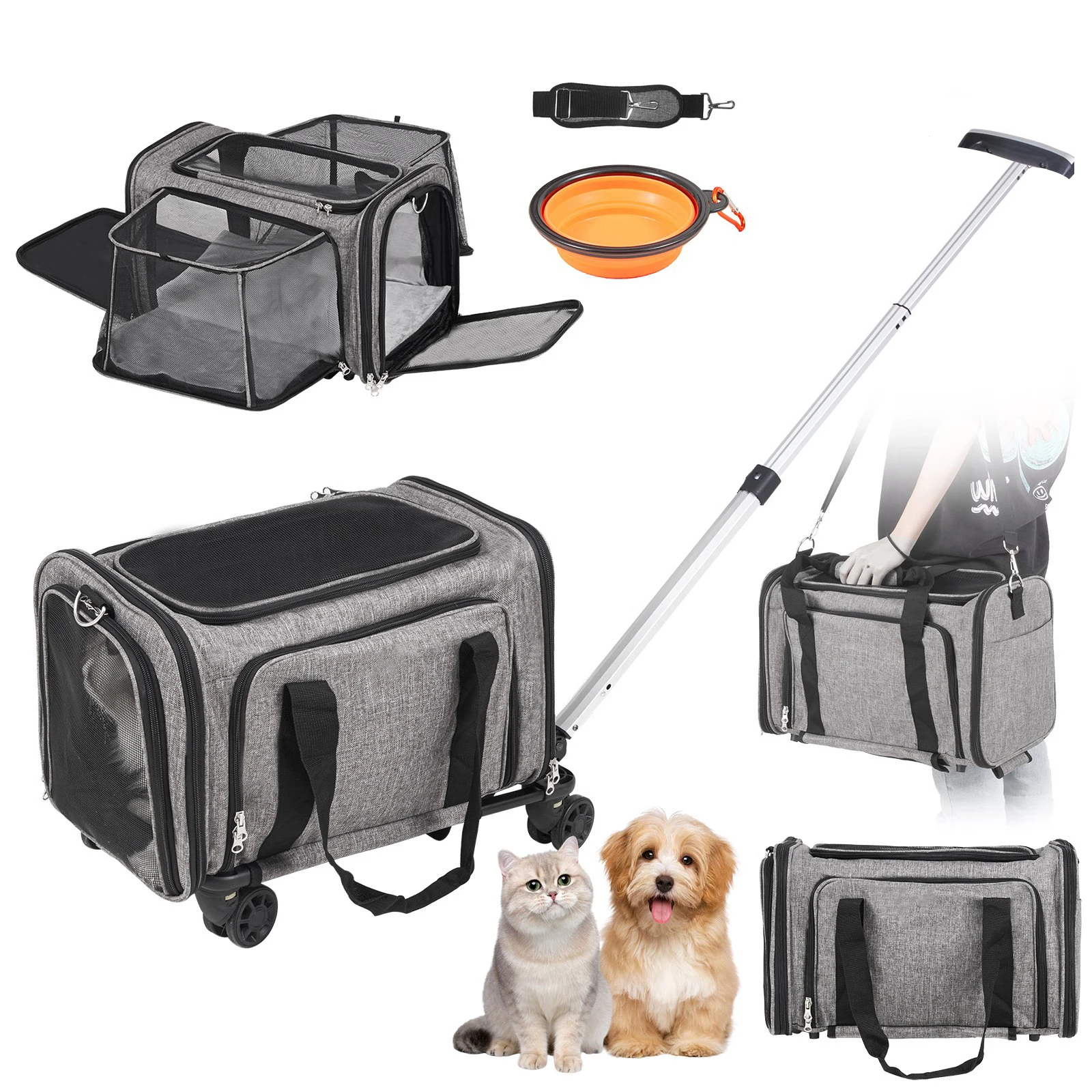 Pet Carrier with Wheels Airline Approved Travel Tote