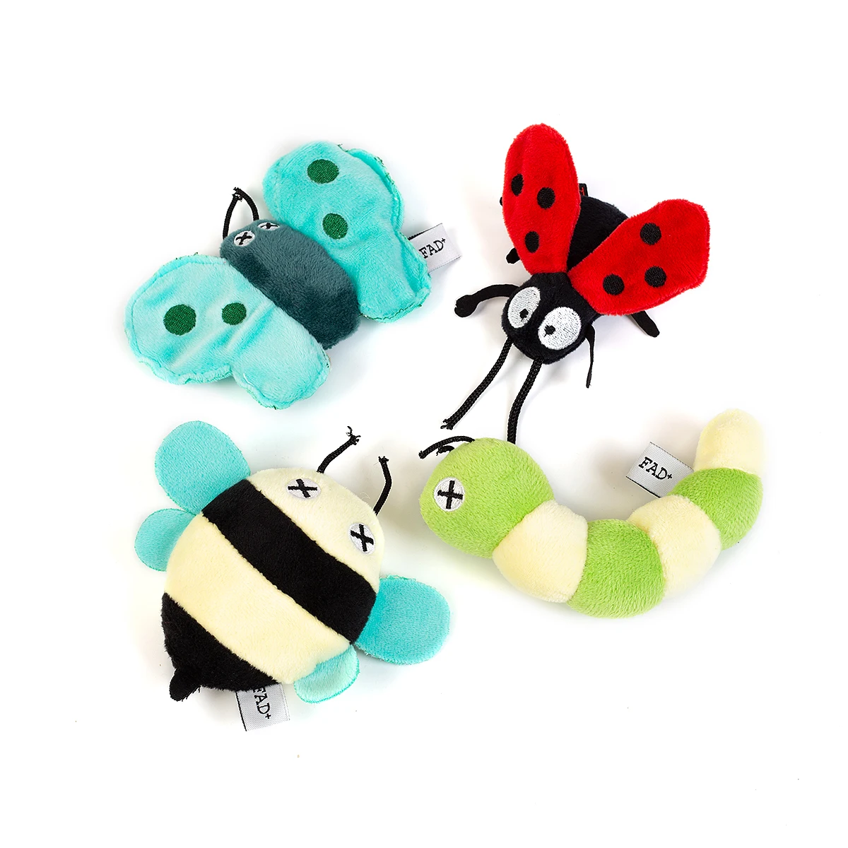 Fad Stock Catnip Filling Insect Ladybug Bee Butterfly Toy Squeaky Soft Cute Stuffed Animal Cat Plush Toy