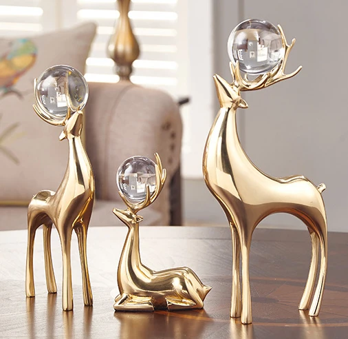 High Quality Solid Brass Deer Ornaments TV Cabinet Wine Cabinet Living Room Home Decorations