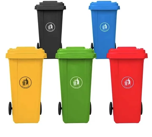 240L HDPE Garbage Container with Foot Pedal Lid and Wheels Waste Containment Storage Bucket for Sale