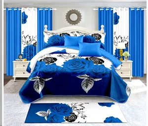 LILIANNA  Hot Selling  Luxury 18 Piece Bedspreads Match Curtain Wedding Bedding Set Drapes with Comforter Set