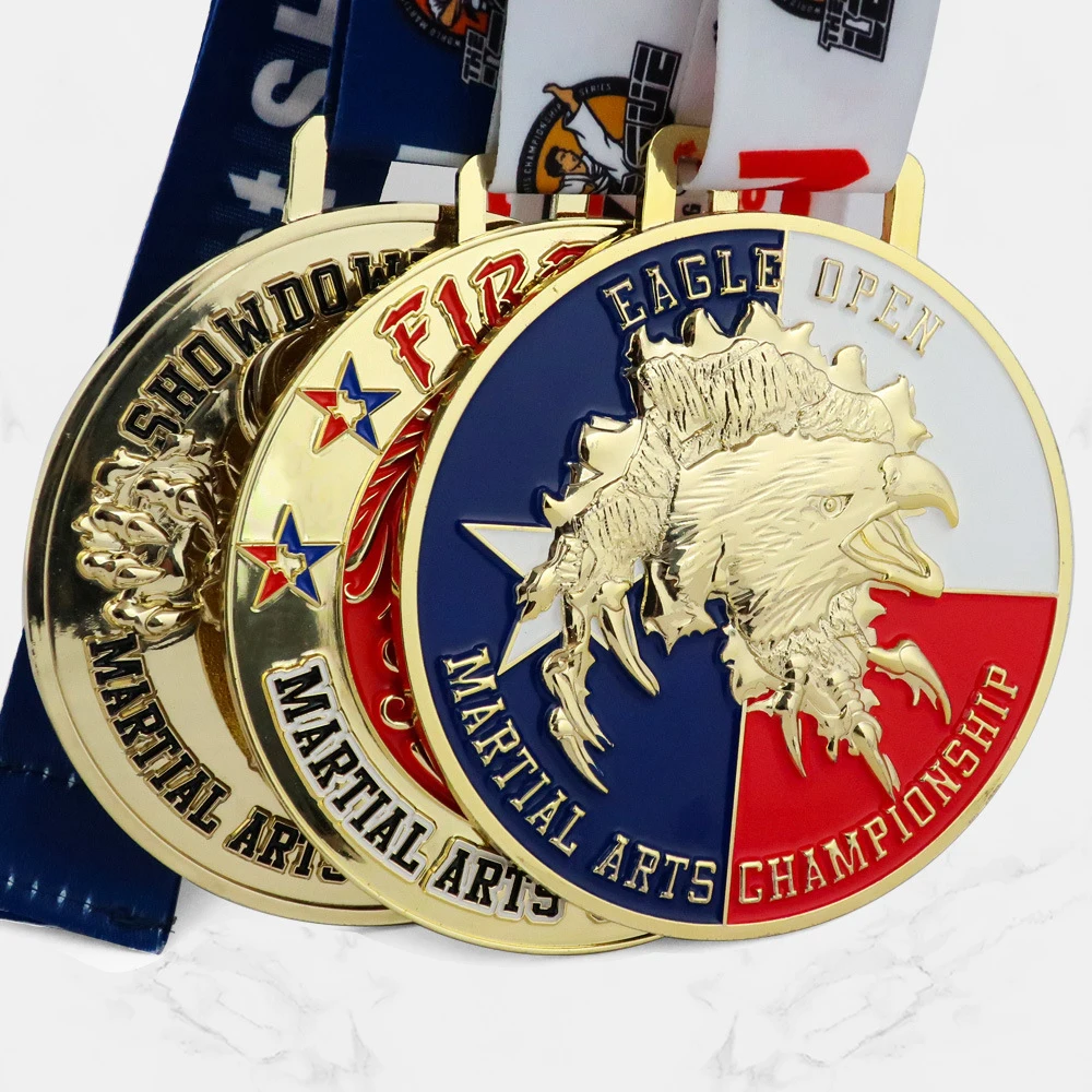 Factory Cheap Price ODM Bespoke Metal Gold Medal Souvenir Fine Sports Medal With Ribbon