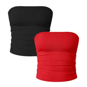 OQQ Women's High Elasticity Seamless Off-the-Shoulder Neckline Front Chest Wrap Top Lightweight Breathable Yoga Tight Daily