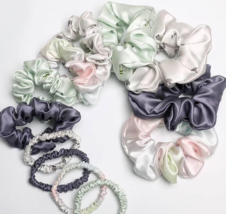 1cm 100% Silk Skinny Scrunchies Silk Hair Ties Silk Scrunchies For Hair ...