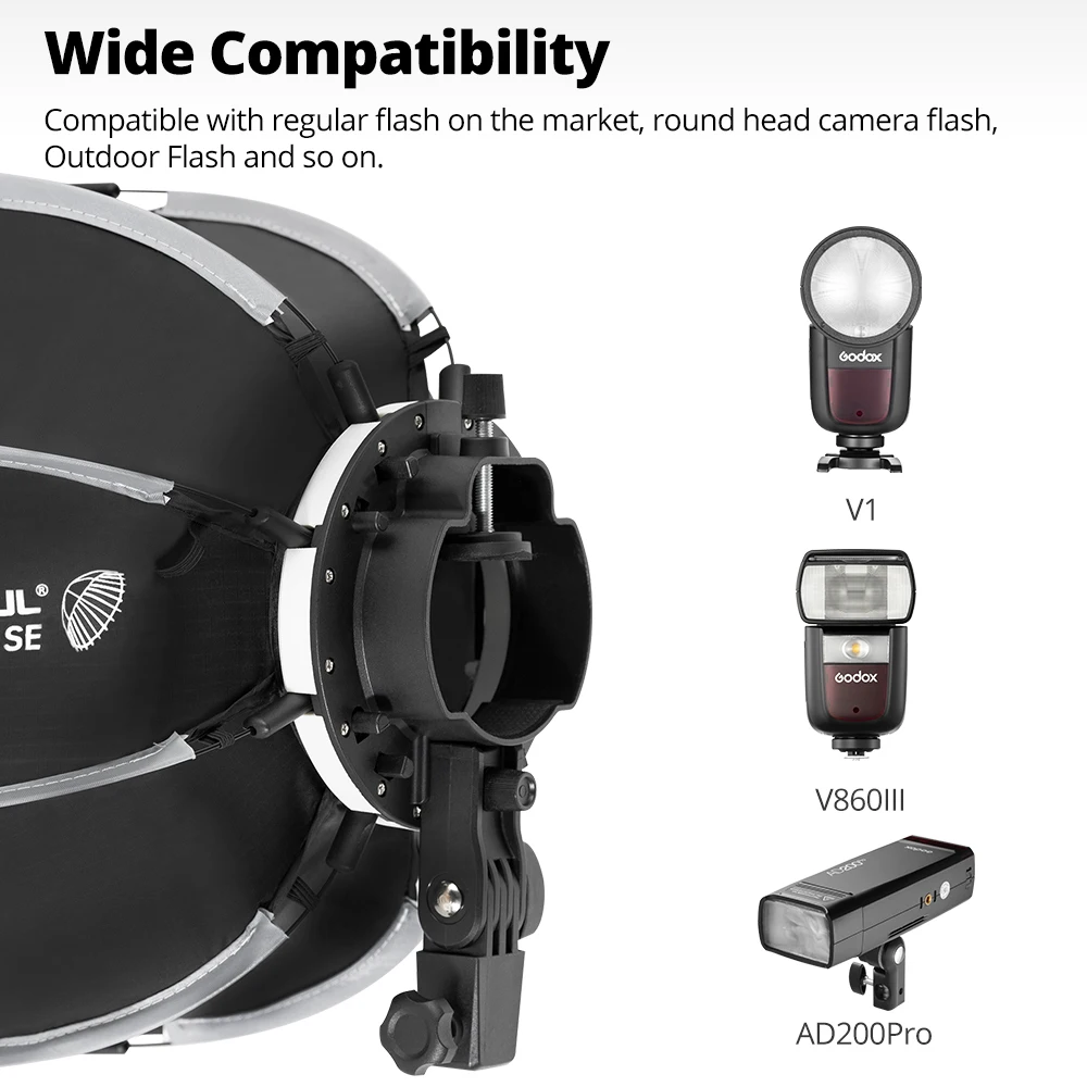 Softbox-Diffusor 40 Cm Rund – Faltbar, Für Kamera-Blitzlicht, Inkl. Tragetasche, Für Weiches Licht