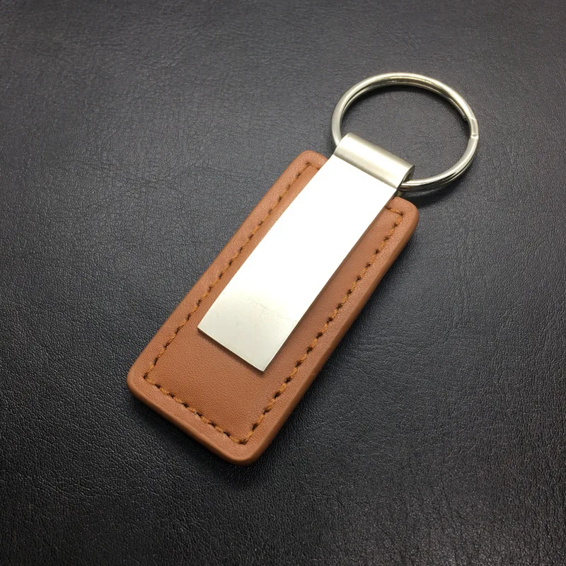 MY127 Personalized Metal Custom Logo Blank Luxury Pu Leather Car Keychain Car Leather Key Chain