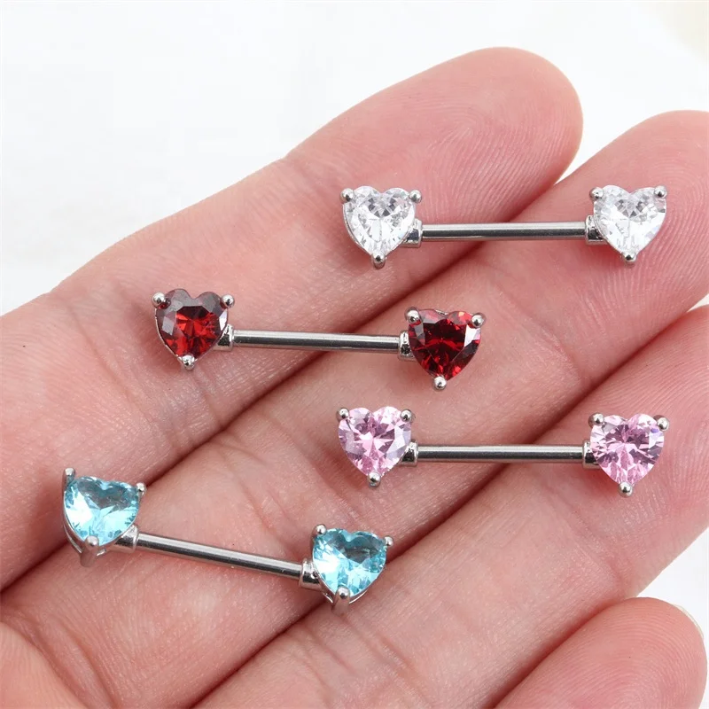 Gaby Stainless Steel Nipple Rings Heart Nipple Rings with Zircon
