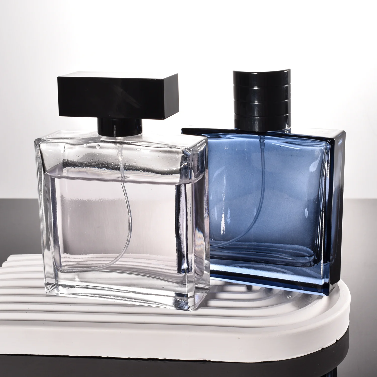 High Quality Blue 50ml 100ml Empty Mens clear Perfume Cologne