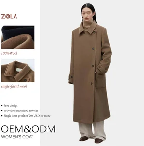 Customized Women's Long Woolen Overcoat Single Breasted Casual Warm Winter Coat with Polyester Lining