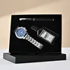 4-piece set-black-perfume watch pen-gift box