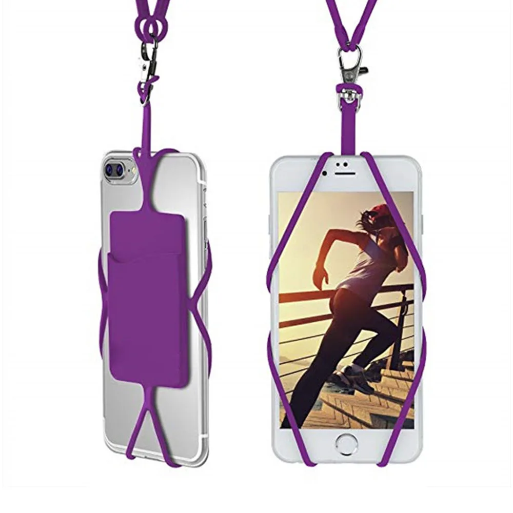 Tengchen New Irregular Shape Silicone Phone Case With Soft Strap And Pocket Universal Smartphone Lanyard_voghion.com