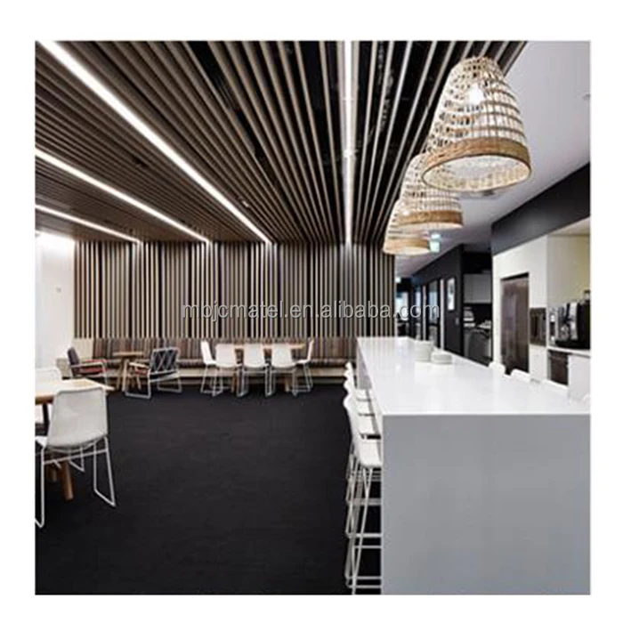 Grate Suspend Ceil Grid Surface Mount Strip Design Tube square Panel Screen Ceiling Aluminum S-strip Ceiling