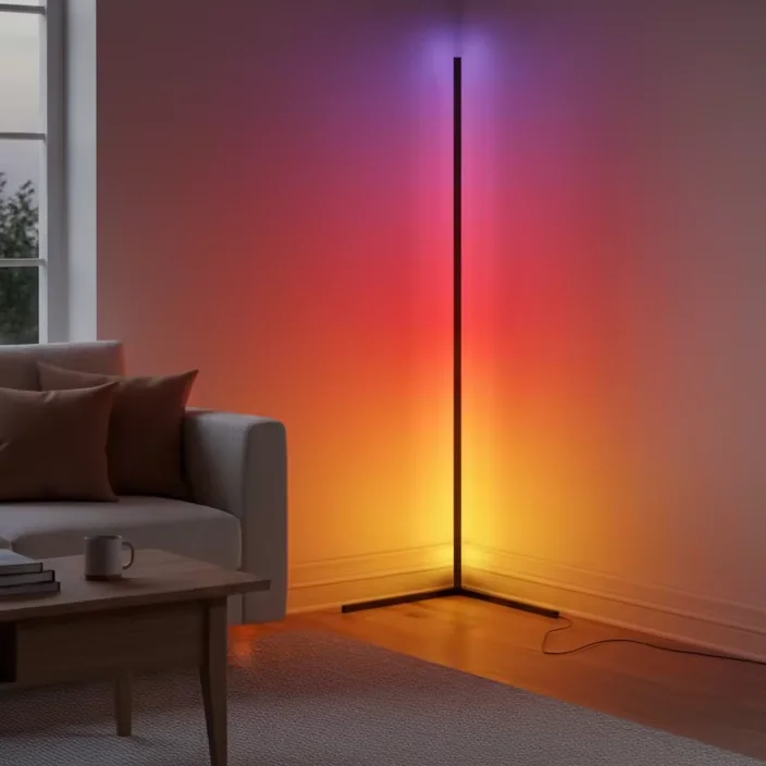 RGB Smart Music Voice Control Corner LED Floor Lamp for Home game Decor