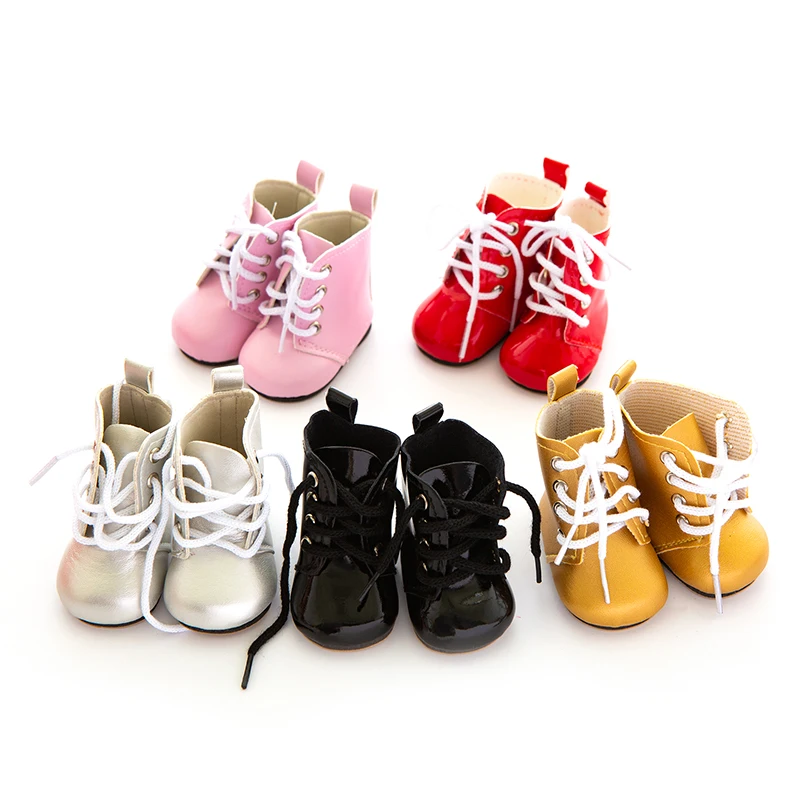 Fashion PU Shoes 18inch Doll Lace-up Shoes for AG American Doll Dolls Accessory