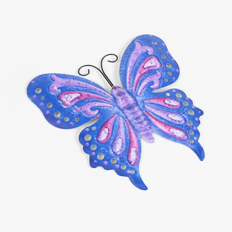 Metal Butterfly Wall Art metal insect 3D Butterflies Wall Sculpture Hanging for Indoor and Outdoor, 3 Pack Purple