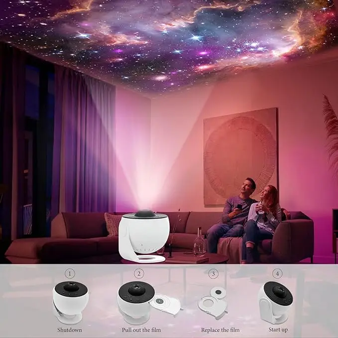 Projecteur étoiles Ciel Nocturne – Lampe Galaxie Rotative 360° 12 En 1 – Chambre Enfant – HD