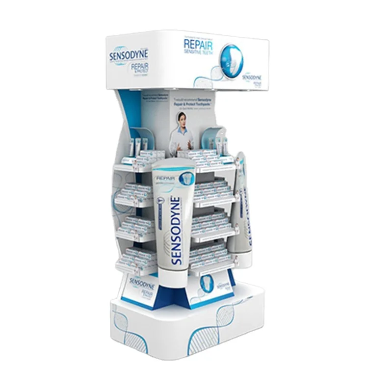 Custom Floor Beautiful Toothpaste Display Rack for Supermarket Retail Display Stand