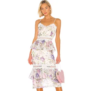 Sleeveless Women Summer Spaghetti Strap Seaside Holiday Beach Floral Dress Women Clothing