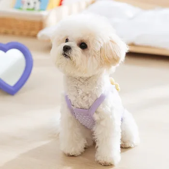 Three-dimensional small flower traction sling spring summer thin dog clothes Teddy summer small puppy pet clothing