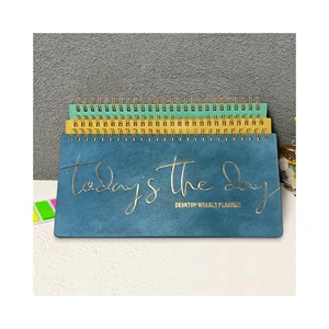 New Arrival 2026 Spiral Desk Stand Planner Personalized logo Weekly Monthly PU Leather Dairy Meeting Notebooks with to DO LIST