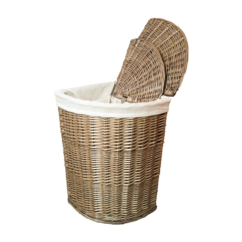 Custom Home Corner With Cover Large Woven Laundry Basket Lined With Handmade Wicker Laundry