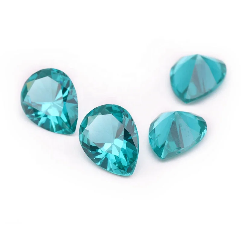 Loose Gems Stone Beautiful Pear Shape Synthetic Paraiba Blue Tourmaline on Sale