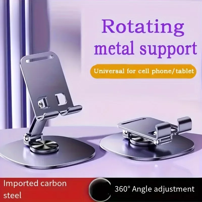 Aluminum Alloy Rotatable Cell Phone and Tablet Stand - 360 Degree Adjustable Des
