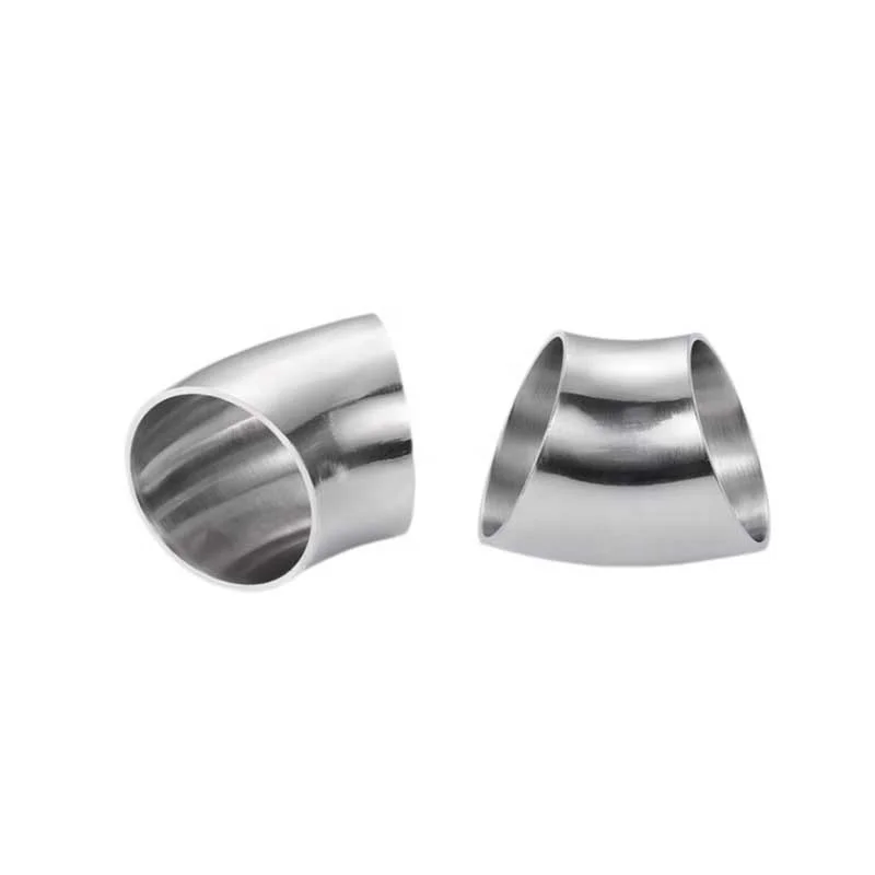 Inside Polished Sanitary Stainless Steel Pipe Fitting 304 316 welded 45° Elbow steel butt welded pipe fittings butt