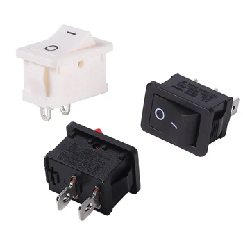 3A 250V 10x15mm Mini AC Power Rocker Switches Red Black Button on OFF Industrial Use 3 Pin